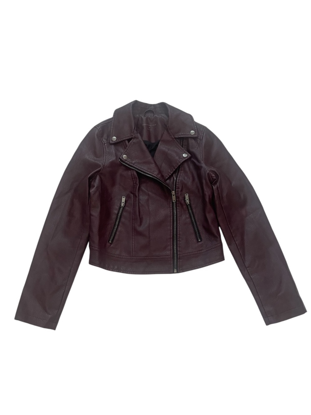 Aeropostale Burgundy Faux Leather Moto Jacket Size M Biker Baddie Grunge 90s